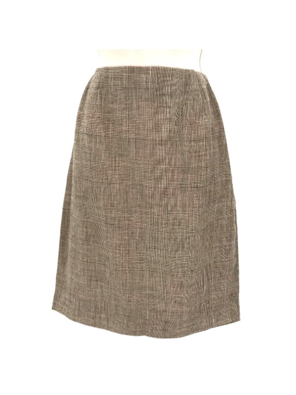 Linda Allard Ellen Tracy Womens Beige Plaid Wool Linen Blend Pencil Skirt 6